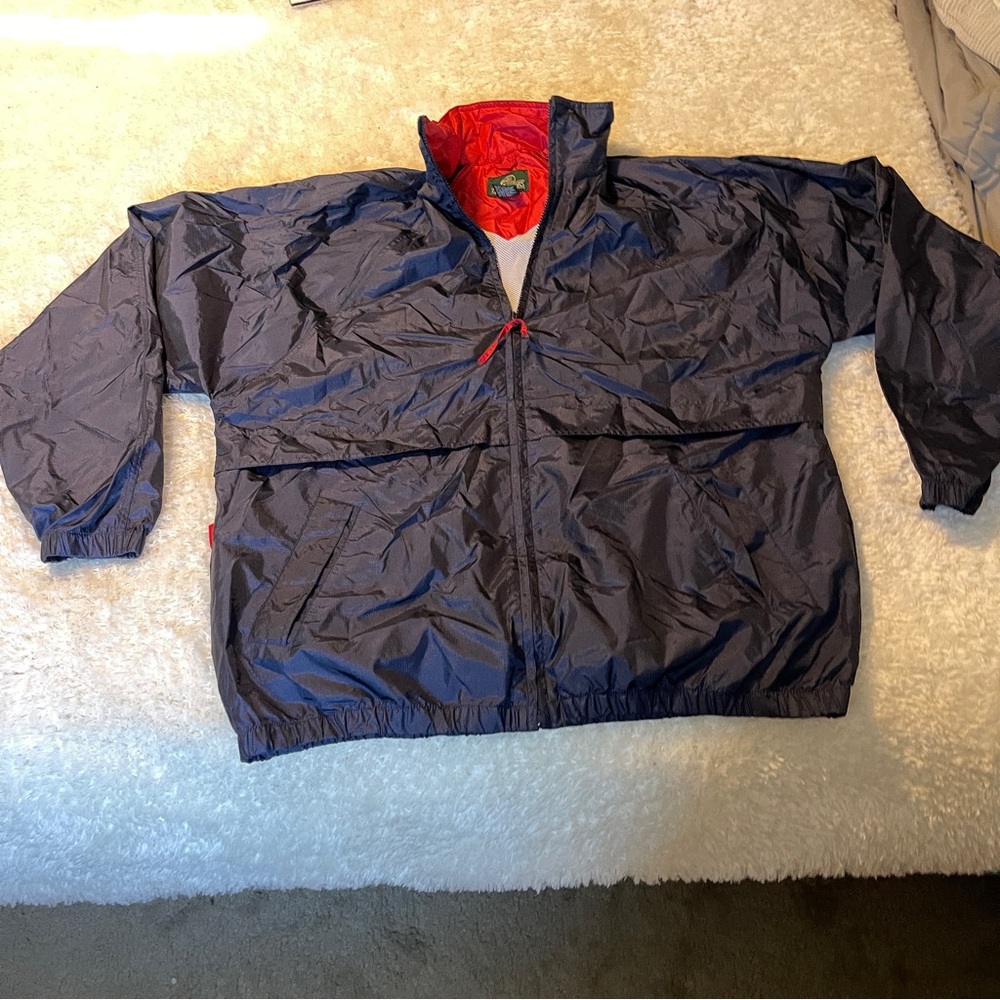 Bass Pro Shop Windbreaker Jacket Mens Navy Red Full Zip w Logo - Size XXLT